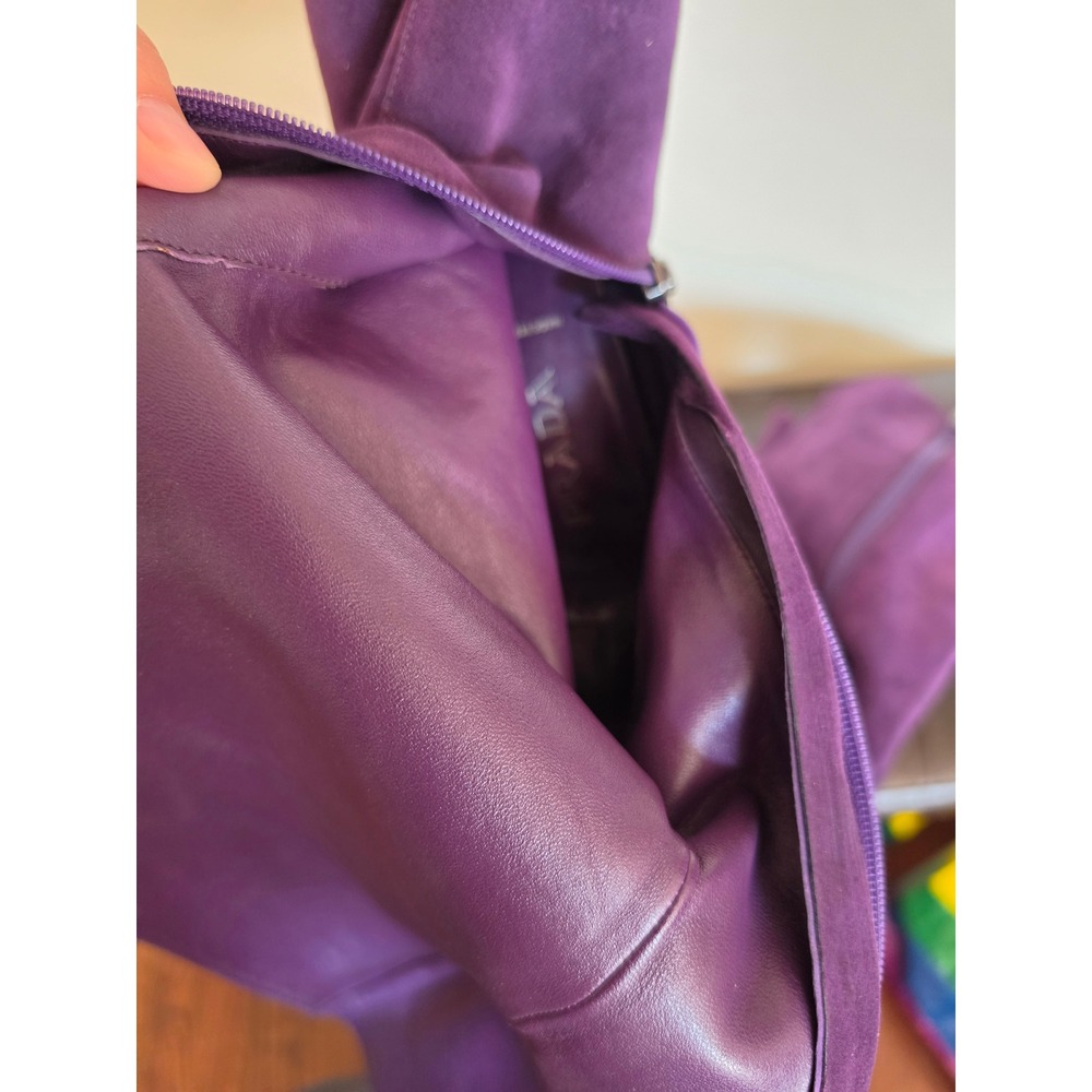 PRADA Y2K Kitten Heel Purple Suede  Knee High Pointed Toe Boots sz 39 US 8.5 - Picture 5 of 16